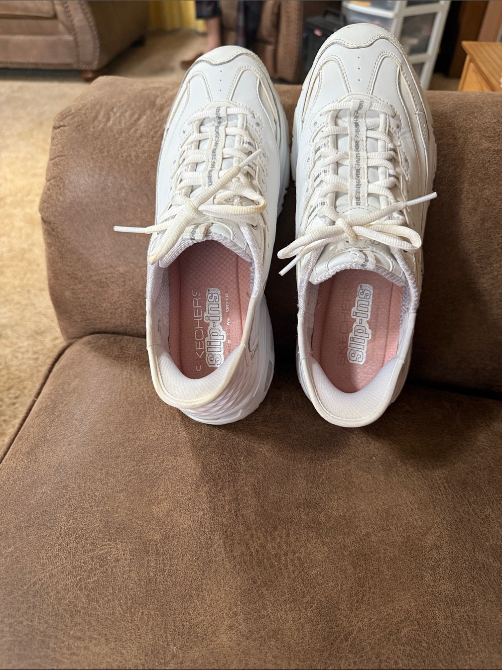 Skechers white Slip Ins